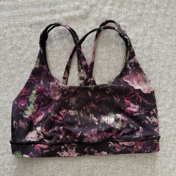 Lululemon Energy Bra Size 4 Multicolor Womens Medium Support Floral Athletic - Picture 1 of 4